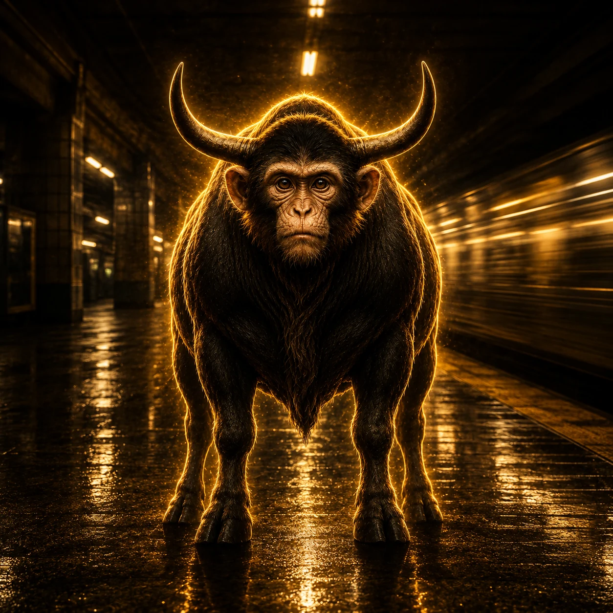 The Black Ape in the underground station