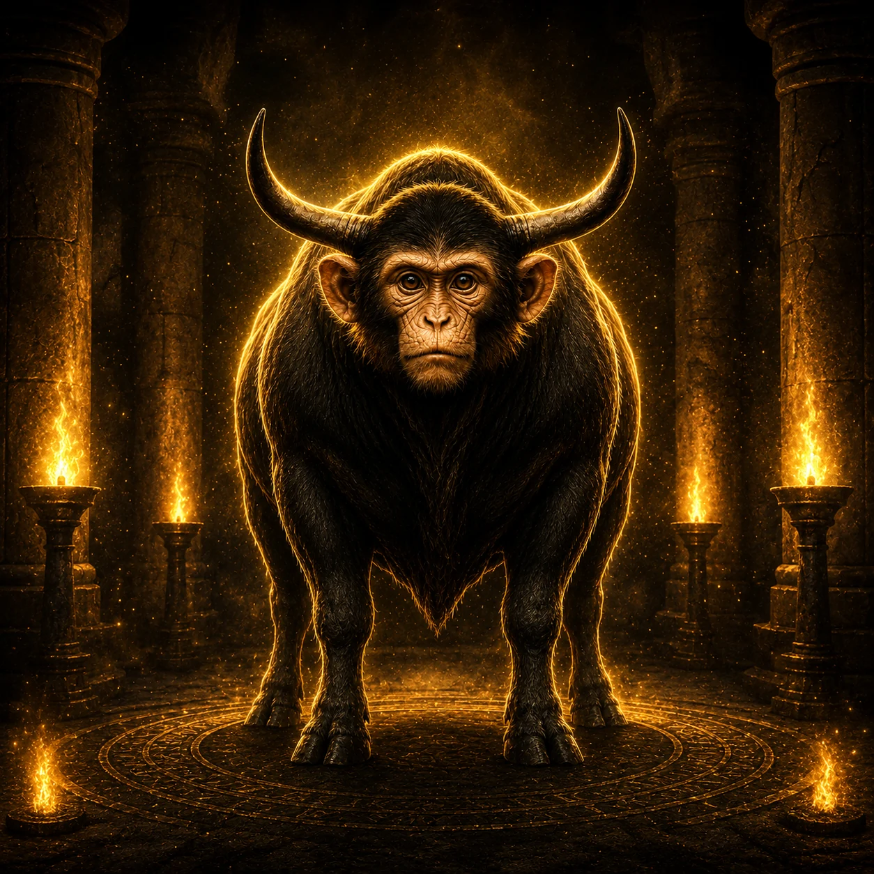The Black Ape in a ritual hall